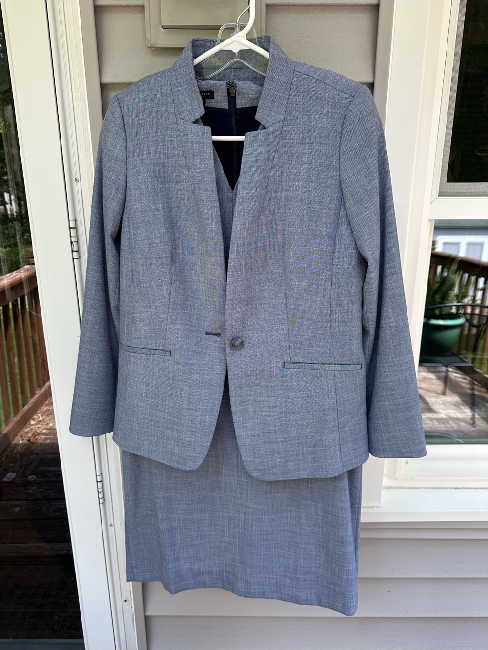 Talbots Gray Suit Set - Career Blazer & Sleeveless Sheath Dress – Retail